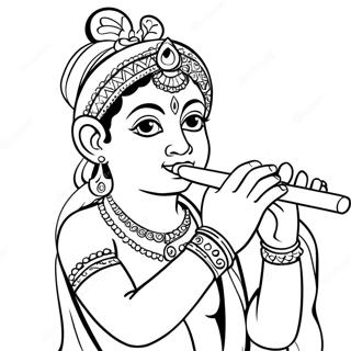 Krishna Playing Flute Coloring Page 42444-33567