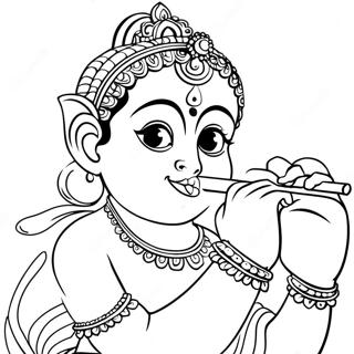 Krishna Playing Flute Coloring Page 42444-33568