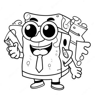 Cool Gangster Spongebob With Sunglasses Coloring Page 42474-33554