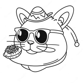 Funny Taco Cat With Sunglasses Coloring Page 42594-33653