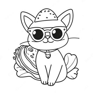 Funny Taco Cat With Sunglasses Coloring Page 42594-33654