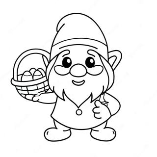 Cheerful Easter Gnome With Basket Coloring Page 42624-33686