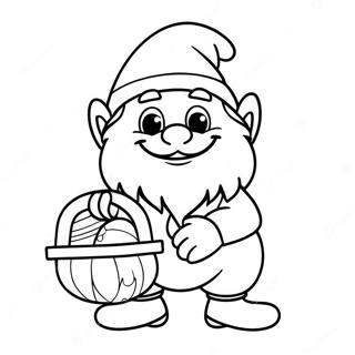 Cheerful Easter Gnome With Basket Coloring Page 42624-33687