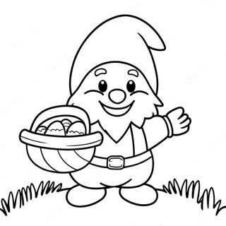 Cheerful Easter Gnome With Basket Coloring Page 42624-33688