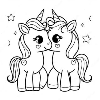 Happy Moody Unicorn Twins Coloring Page 42634-33697