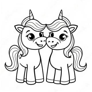 Happy Moody Unicorn Twins Coloring Page 42634-33699