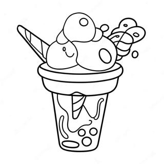 Colorful Rainbow Ice Cream Sundae Coloring Page 42654-33726