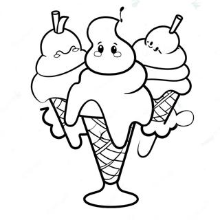 Colorful Rainbow Ice Cream Sundae Coloring Page 42654-33728