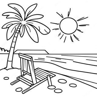 Tropical Beach For Adults Coloring Pages