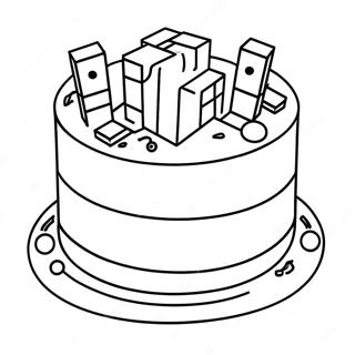 マインクラフトのバースデーケーキ ぬりえページ 42893-33903