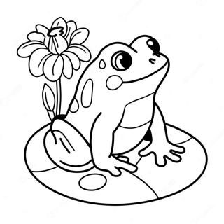 Cute Frog On A Lily Pad Coloring Page 42914-33910