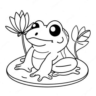 Cute Frog On A Lily Pad Coloring Page 42914-33911