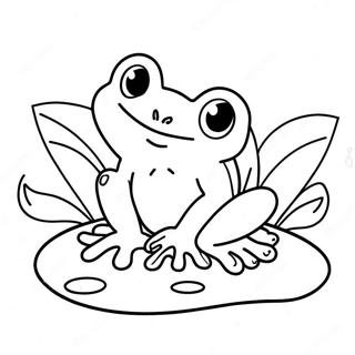 Cute Frog On A Lily Pad Coloring Page 42914-33912