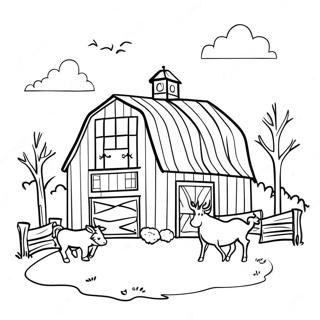 Rustic Barn With Animals Coloring Page 43034-34066