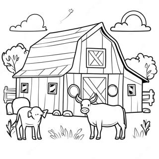 Rustic Barn With Animals Coloring Page 43034-34067