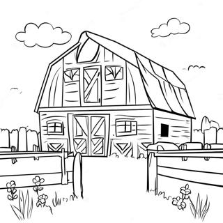 Rustic Barn With Animals Coloring Page 43034-34068