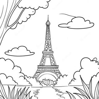 Eiffel Tower At Sunset Coloring Page 43044-34014