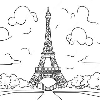 Eiffel Tower At Sunset Coloring Page 43044-34015