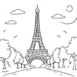 Eiffel Tower At Sunset Coloring Page 43044-34016