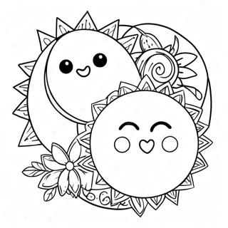 Hippie Sun And Moon For Adults Coloring Pages