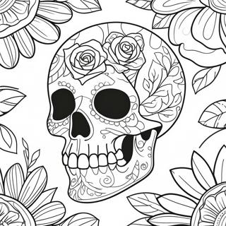 Rose Skull Coloring Page 4310-3421