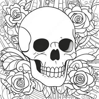 Rose Skull Coloring Page 4310-3424