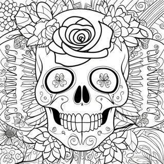 Elegant Rose Skull With Intricate Details Coloring Page 4311-3429