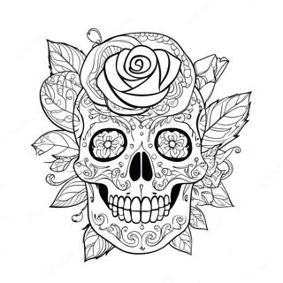 Elegant Rose Skull With Intricate Details Coloring Page 4311-3430