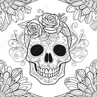 Elegant Rose Skull With Intricate Details Coloring Page 4311-3431