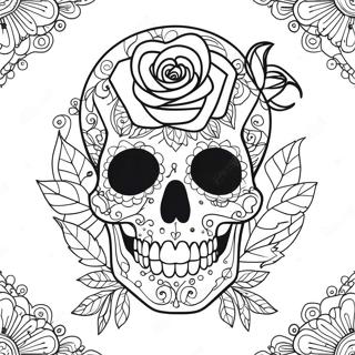 Elegant Rose Skull With Intricate Details Coloring Page 4311-3432