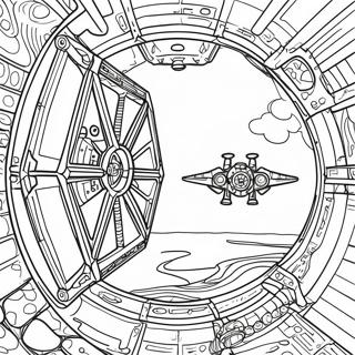 Detailed Tie Fighter Space Battle Coloring Page 43184-34163