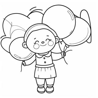 Aunt With Colorful Balloons Coloring Page 43243-34169