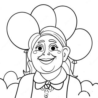 Aunt With Colorful Balloons Coloring Page 43243-34170