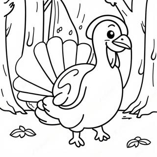 Realistic Turkey In Forest Coloring Page 43284-34209