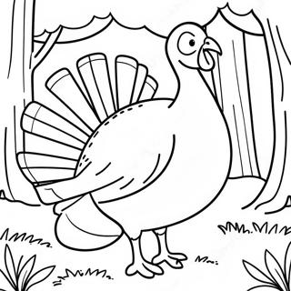 Realistic Turkey In Forest Coloring Page 43284-34210