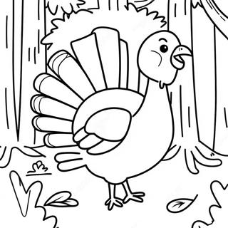 Realistic Turkey In Forest Coloring Page 43284-34211