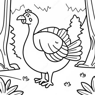 Realistic Turkey In Forest Coloring Page 43284-34212