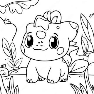 Cute Bulbasaur In A Garden Coloring Page 4331-3446