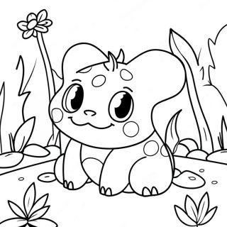 Cute Bulbasaur In A Garden Coloring Page 4331-3447