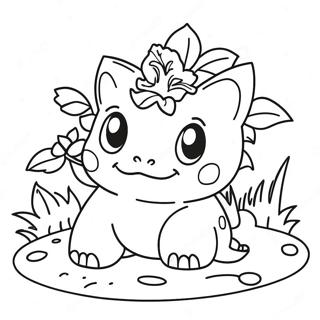 Cute Bulbasaur In A Garden Coloring Page 4331-3448