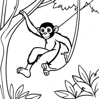 Spider Monkey Swinging Through Trees Coloring Page 43343-34253