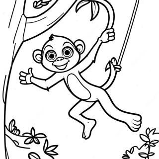 Spider Monkey Swinging Through Trees Coloring Page 43343-34256