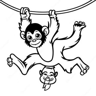 Playful Spider Monkey Hanging Upside Down Coloring Page 43344-34263