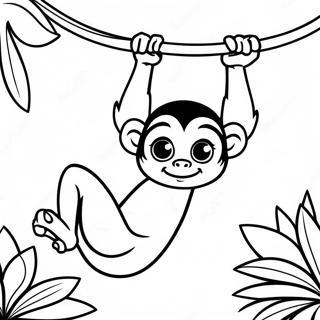 Playful Spider Monkey Hanging Upside Down Coloring Page 43344-34264