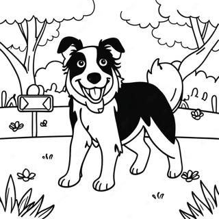 Playful Border Collie In The Park Coloring Page 43354-34266