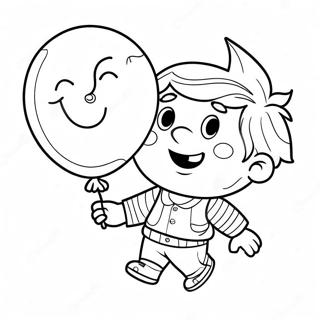 Happy Son With A Balloon Coloring Page 43364-34273