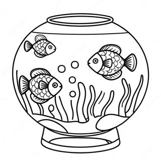 Fish Bowl With Colorful Fish Coloring Page 43413-34312