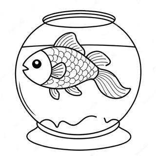 Cute Goldfish Swimming In A Bowl Coloring Page 43414-34329