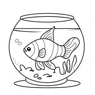 Cute Goldfish Swimming In A Bowl Coloring Page 43414-34331