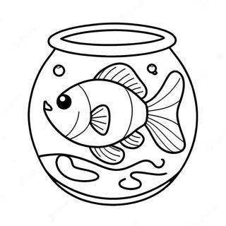 Cute Goldfish Swimming In A Bowl Coloring Page 43414-34332